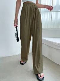 spodnie-teksturowane-z-elastyczna-talia-oliwkowe-casual-dazy-xs-34
