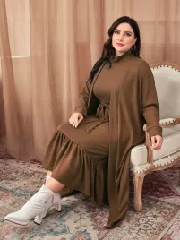 sukienka-maxi-prazkowana-z-paskiem-brazowa-kardigan-komplet-shein-5xl-50