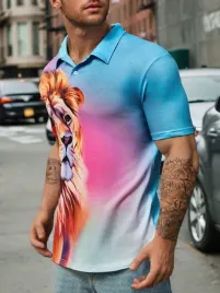 koszulka-polo-meska-ombre-z-nadrukiem-lwa-casual-shein-m