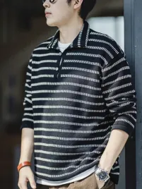 sweter-meski-z-kolnierzykiem-w-paski-czarny-shein-s