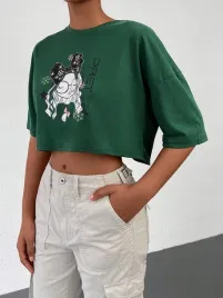 t-shirt-cropped-bawelniany-ze-sloganem-nadruk-zielony-casual-shein-l-40