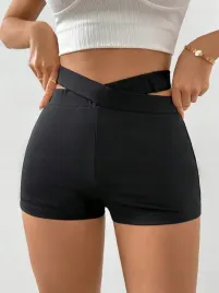 spodenki-szorty-dopasowane-czarne-z-elastyczna-talia-casual-shein-m-38