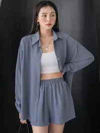 komplet-marszczony-koszula-dluga-spodenki-dusty-blue-casual-dazy-xxs