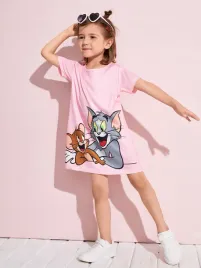sukienka-dziewczeca-t-shirt-rozowa-tomandjerry-100