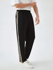 spodnie-casual-w-paski-czarne-m-38