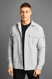 koszula-meska-shacket-szara-casual-boohoo-m
