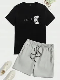 komplet-meski-letni-czarny-t-shirt-z-nadrukiem-szorty-shein-s