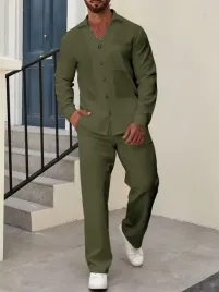 komplet-meski-casual-zielony-koszula-spodnie-shein-xl
