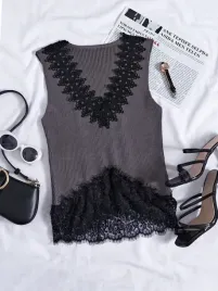 top-dzianinowy-prazkowany-casual-koronka-m-38