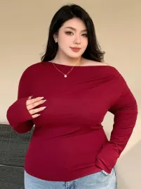 bluzka-dopasowana-slim-fit-burgundowa-z-wiskozy-casual-dazy-4xl-48