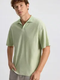 koszulka-polo-meska-teksturowana-zielona-casual-ontre-m