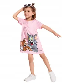 sukienka-dziewczeca-t-shirt-rozowa-tomandjerry-100