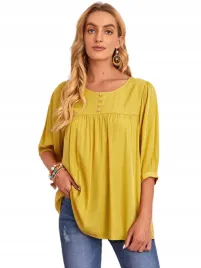 bluzka-marszczona-casual-z-guzikami-zolta-l-40
