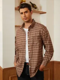 koszula-meska-w-kratke-luzna-stylowa-modna-brazowa-casual-shein-s