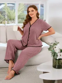 pizama-komplet-domowy-prazkowany-dzianinowy-koszulka-spodnie-shein-xxl-44
