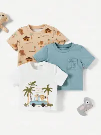 t-shirt-kaftanik-niemowlecy-3-pak-letni-kolorowy-z-nadrukiem-shein-3-6-m