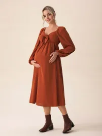 sukienka-ciazowa-rozkloszowana-z-wiazanym-dekoltem-midi-casual-shein-s