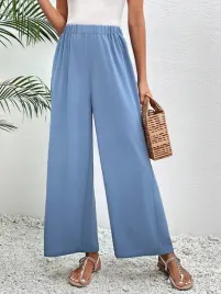spodnie-z-szerokimi-nogawkami-z-elastyczna-talia-niebieskie-casual-shein-s