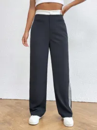 spodnie-z-wysokim-stanem-z-lampasami-szare-casual-shein-m-38