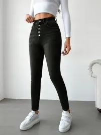 jeansy-damskie-rurki-skinny-z-wysokim-stanem-czarne-casual-shein-xs-34