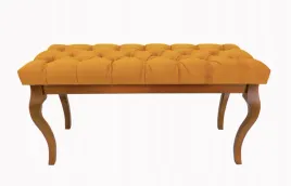 lawka-tapicerowana-musztardowa-welur-drewno-buk-orzech-105x40cm-h-55cm