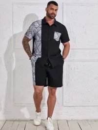 shein-czarno-bialy-komplet-meski-koszula-krokie-spodenki-wzor-6xl-98659