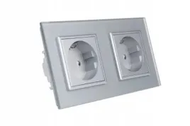 szklane-podwojne-gniazdko-elektryczne-250v-16a-szare