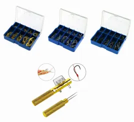 zestaw-150x-haczyk-z-oczkiem-zadziorem-pudelko-wiazarka-przyrzad-petli
