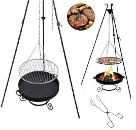 grill-ogrodowy-trojnog-kuty-ruszt-60-cm-ruszto-nierdzewne-palenisko