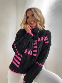 sweter-golf-by-me-train-czarno-rozowy