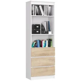 regal-do-salonu-3-szuflady-polki-arlo-60x35x180-cm-bialy-dab-sonoma