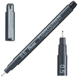 cienkopis-czarny-kreslarski-kalibrowany-precyzyjny-pentel-pointliner-05-mm