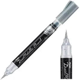 pisak-pedzelkowy-do-kaligrafii-pentel-brush-pen-dual-metallic-srebrny