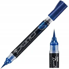 pisak-pedzelkowy-do-kaligrafii-pentel-brush-pen-dual-metallic-niebieski