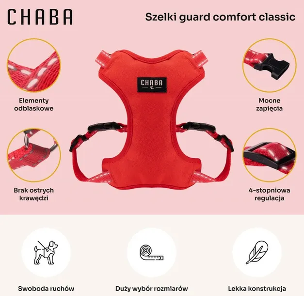 chaba-szelki-guard-comfort-classic-l-czerwone-kolor-odcienie-rozowego-odcienie-szarosci-odcienie-zieleni-czarny-zloty-odcienie-niebieskiego-grafitowy-rozowy-szary-wielokolorowy-czerwony-niebieski-brazowy-odcienie-czerwieni-zolty-kremowy-odcienie-zoltego
