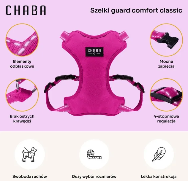 chaba-szelki-guard-comfort-classic-s-fuksja-kolor-odcienie-rozowego-odcienie-szarosci-odcienie-zieleni-czarny-zloty-odcienie-niebieskiego-grafitowy-rozowy-szary-wielokolorowy-czerwony-niebieski-brazowy-odcienie-czerwieni-zolty-kremowy-odcienie-zoltego
