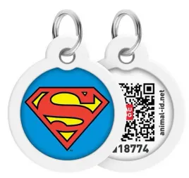 collar-waudog-smart-id-zawieszka-z-qr-paszportem-okragla-3cm-superman-bohat