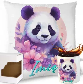 zestaw-poduszka-kubek-slodka-panda-mis-kolorowe-piora-kwiaty-prezent-imie