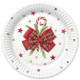 talerzyki-22cm-checked-bow-with-candy-cane-8-szt-boze-narodzenie-swieta