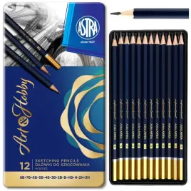 olowki-do-szkicowania-rysunku-zestaw-w-metalowym-pudelku-astra-12-sztuk