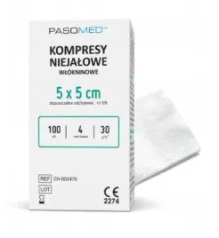 pasomed-kompresy-niejalowe-wlokninowe-4-warstwowe-30g-5-x-5-cm-100-sztuk