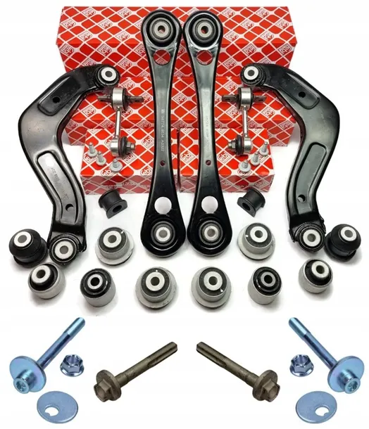 ZESTAW WAHACZE ŁĄCZNIKI TULEJE TYŁ AUDI A4 B6 B7 FEBI + ŚRUBY DO GEOMETRI
