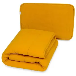 kolderka-i-poduszka-muslinowa-135x100-40x60-cm-musztardowa-baby-matex