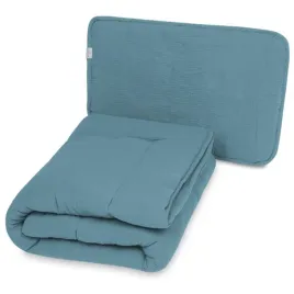 kolderka-i-poduszka-muslinowa-135x100-40x60-cm-zielona-baby-matex