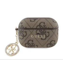 guess-4g-script-pc-pu-charm-case-for-airpods-pro-2-brazowe
