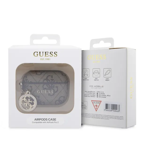 guess-4g-script-pc-pu-charm-case-for-airpods-pro-2-brazowe-przeznaczenie-apple