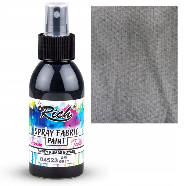 FARBA W SPRAYU DO TKANIN ubrań odzieży tekstyliów Rich 100 ml SZARA