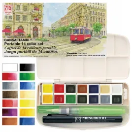 zestaw-farby-akwarelowe-w-kostkach-14kol-gansai-tambi-pisak-pedzel-kuretake