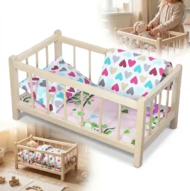 drewniane-lozeczko-dla-lalek-naturalne-z-materacem-i-posciela-w-duze-serca