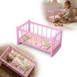 kolyska-drewniana-dla-lalek-lozeczko-rozowe-z-materacem-zabawka-dla-dzieci